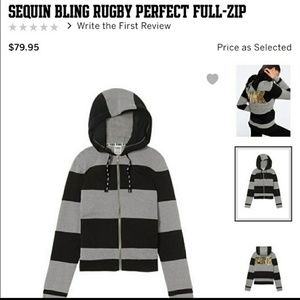 New Victoria's Secret Pink Rugby Hoodie Bling
